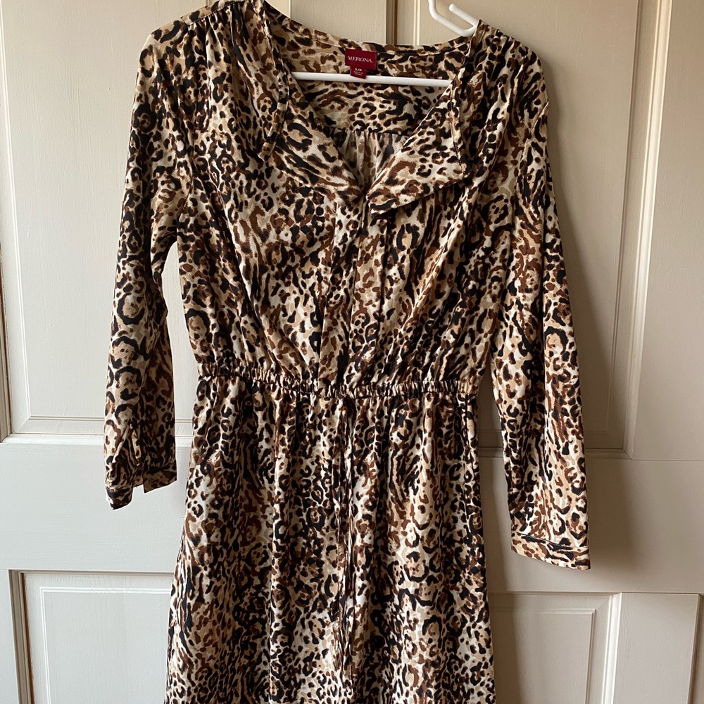 Animal print shirt dress